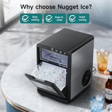 Compact Nugget Ice Maker with Self-Cleaning for Home