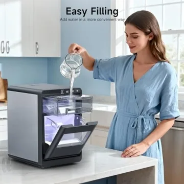 Compact Nugget Ice Maker with Self-Cleaning for Home