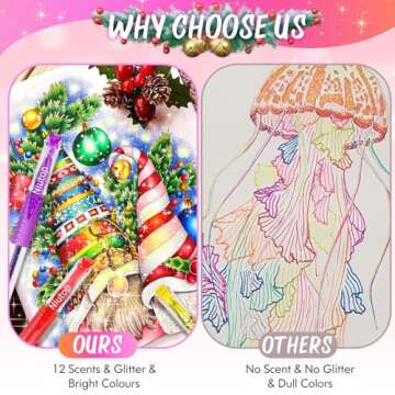 Valentines Day Gifts for Kids, Easter Basket Stuffers for Teens Adults, 12-Color Scented Glitter Gel Pens, Cute Coloring Pens, Colored Marker Pen Set Fun Stationary,Scrapbook Journaling Supplies