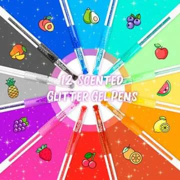 Valentines Day Gifts for Kids, Easter Basket Stuffers for Teens Adults, 12-Color Scented Glitter Gel Pens, Cute Coloring Pens, Colored Marker Pen Set Fun Stationary,Scrapbook Journaling Supplies