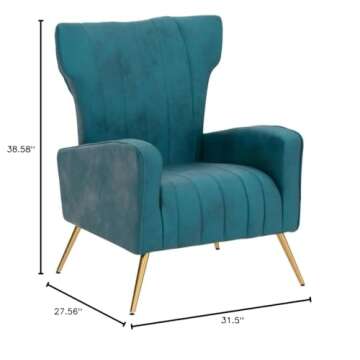 Container Furniture Direct Modern Velvet Accent Chair, Channel Tufted Bedroom, Office or Living Room...