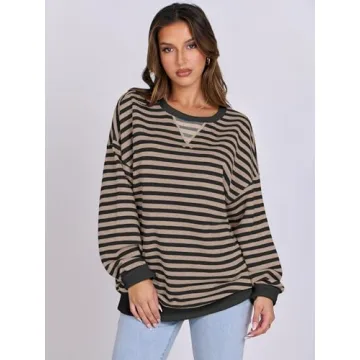 Oversized Striped Sweatshirt for Women - Fall 2024