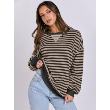 Oversized Striped Sweatshirt for Women - Fall 2024