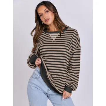 Oversized Striped Sweatshirt for Women - Fall 2024