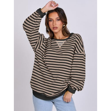 Oversized Striped Sweatshirt for Women - Fall 2024