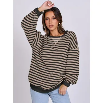 Oversized Striped Sweatshirt for Women - Fall 2024