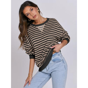 Oversized Striped Sweatshirt for Women - Fall 2024
