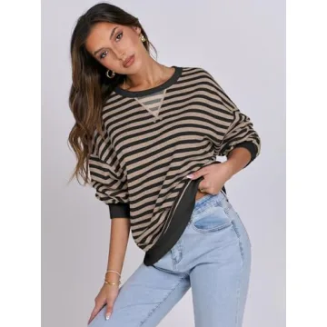 Oversized Striped Sweatshirt for Women - Fall 2024
