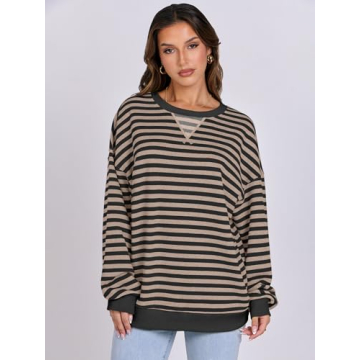 Oversized Striped Sweatshirt for Women - Fall 2024