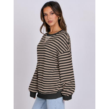 Oversized Striped Sweatshirt for Women - Fall 2024