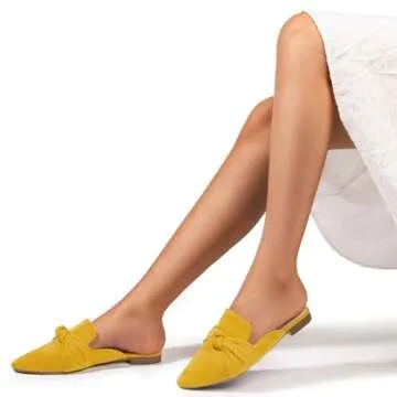 MUSSHOE Comfortable Backless Mules for Women - Mustard