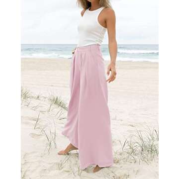 Kocowoo Women's High Waist Casual Wide Leg Palazzo Pants, Dress Pants for Women, Work Pants with Pockets for Women Office. Pink