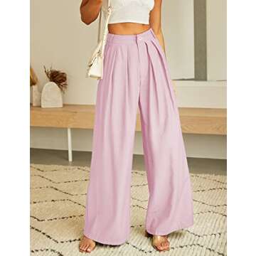 Kocowoo Women's High Waist Casual Wide Leg Palazzo Pants, Dress Pants for Women, Work Pants with Pockets for Women Office. Pink