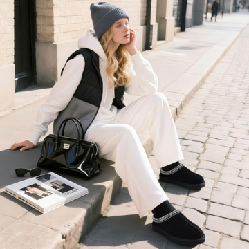 Bebealy Genuine Suede Fuzzy Slippers for Women Winter Warm House Shoes Cozy Mini Boots for Indoor Ou...