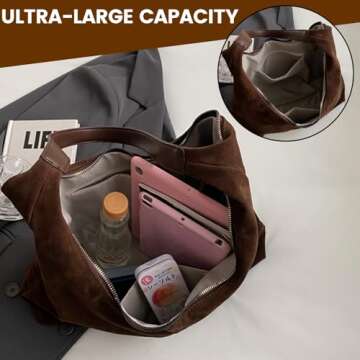 Brown Suede Tote Bag - Stylish & Spacious Handbag for Women