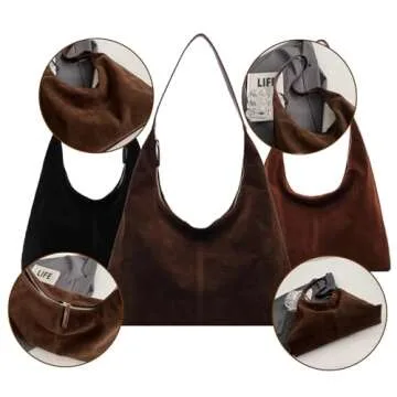 Brown Suede Tote Bag - Stylish & Spacious Handbag for Women