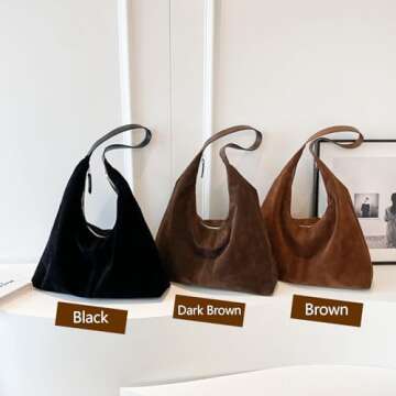 Brown Suede Tote Bag - Stylish & Spacious Handbag for Women