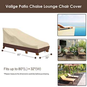 Vailge Waterproof Chaise Lounge Cover - 600D Heavy Duty