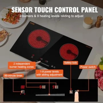 VEVOR Electric Cooktop - 24in Radiant Dual Burner