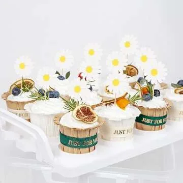 Daisy Cupcake Toppers for Party Decorations - Set of 24