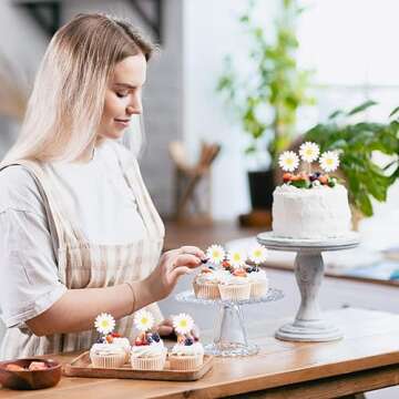 Confetti! Daisy Cupcake Toppers - Daisy Flower Cake Picks Party Decorations for Spring Birthday, Baby Shower, Wedding Supplies Set of 24