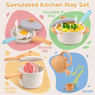 Pretend Play Kitchen Accessories Set for Toddlers 3-5 Years