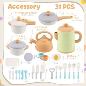 Pretend Play Kitchen Accessories Set for Toddlers 3-5 Years