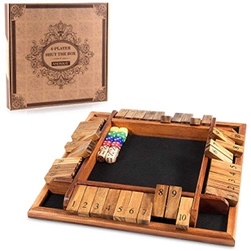 AMEROUS Shut The Box Wooden Math Game for Family Fun
