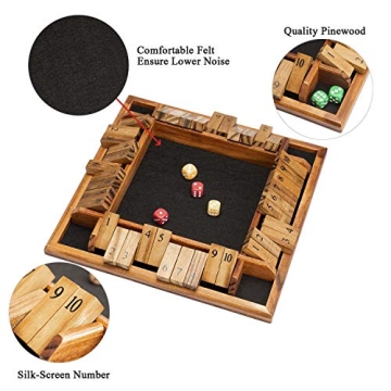 AMEROUS Shut The Box Wooden Math Game for Family Fun