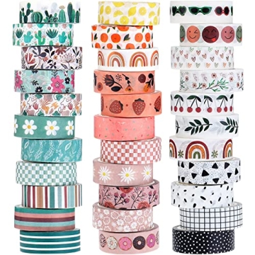 TaoBary 33 Rolls Holiday Plaid Washi Tape, 15 mm Christmas Winter New Year Valentine's Day Washi Tap...
