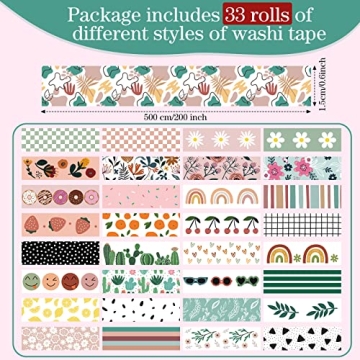 TaoBary 33 Rolls Colorful Holiday Washi Tape Set