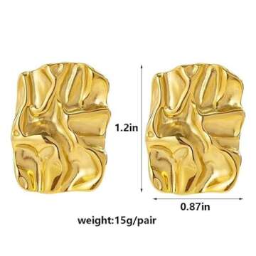 Chic Geometric Gold Stud Earrings for Women - Hypoallergenic