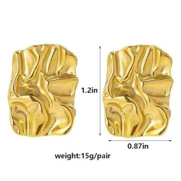 Chic Geometric Gold Stud Earrings for Women - Hypoallergenic