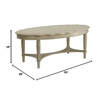 Acme Fordon Oval Coffee Table Antique White - Elegant Style