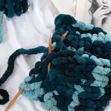 HOMBYS 8 Pack Giant Chunky Yarn for Crocheting,Super Bulky Large Soft Fluffy Yarn,Tie Dye Plush Fuzz...