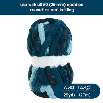 HOMBYS 8 Pack Giant Chunky Yarn for Crocheting,Super Bulky Large Soft Fluffy Yarn,Tie Dye Plush Fuzzy Yarn,Mixed Color Thick Chenille Yarn for Hand Knitting/Arm Knitting (Dark Blue,Blue)
