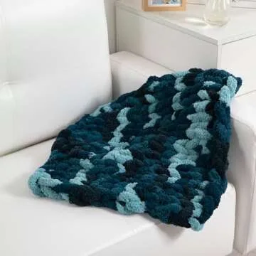 HOMBYS 8 Pack Giant Chunky Yarn for Crocheting,Super Bulky Large Soft Fluffy Yarn,Tie Dye Plush Fuzzy Yarn,Mixed Color Thick Chenille Yarn for Hand Knitting/Arm Knitting (Dark Blue,Blue)