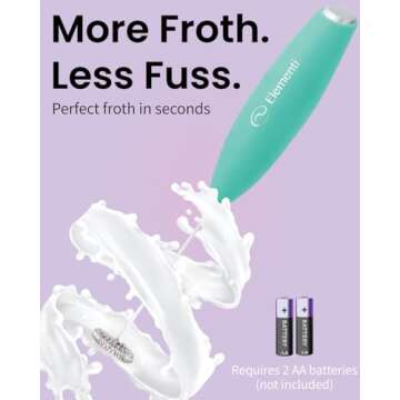 Elementi Drink Mixer Handheld - Electric Drink Stirrer for Powder Drinks - Protein Powder Mixer Wand & Frother - Hand Frother with Stand (Mint Green)