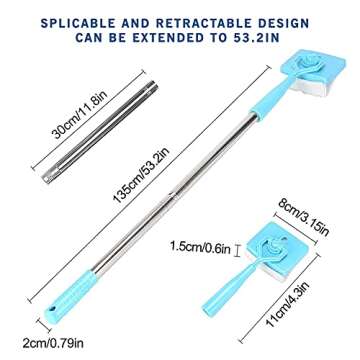 KNUVSA Baseboard Cleaner Tool with Handle [in Stock US], 5 Reusable Cleaning Pads by KnUVSA, Retractable Handle, Used for Bathroom Microfiber Cleaning, Molding Cleaner Tool, 6 Piece Set