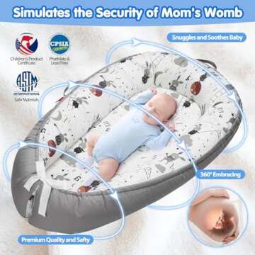 BUTOA Baby Lounger - Baby Lounger for Newborn 0-24 Months, Breathable & Soft Baby Nest, Portable and...