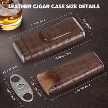 Scotte Leather Travel Cigar Case with Cutter For Men
