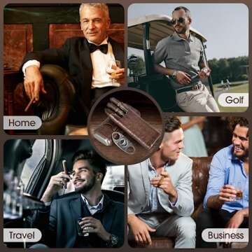 Scotte Leather Travel Cigar Case with Cutter For Men