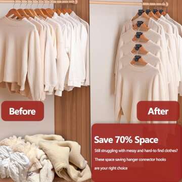 LIZMSIE Space Saving Hangers, Upgrade 40Lb(Max) Heavy Duty Hanger Hooks, Space Savers Bear-Shaped with Triangles for Hangers, Hanger Extender Dorm Room Essentials for Girls, Closet Organizer, Black