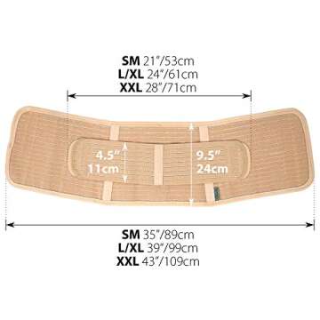 ORTONYX Abdominal Binder for Postpartum, C-Section, and Hernia Support - Belly Band for Women and Men - Adjustable Velcro, Breathable Fabric, Lower Back Support - Beige XXL