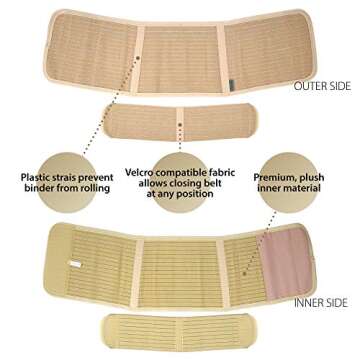 ORTONYX Abdominal Binder for Postpartum, C-Section, and Hernia Support - Belly Band for Women and Men - Adjustable Velcro, Breathable Fabric, Lower Back Support - Beige XXL
