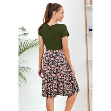 PARNIXS Women's Summer Nursing Dress with Pockets Maternity Comfort