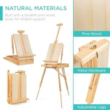 Best Choice Products French Easel, 32pc Beginners Kit Portable Wooden Folding Adjustable Sketch Box Artist Tripod for Painting, Drawing w/Acrylic Paints, Brushes, Canvases, Palettes - Natural