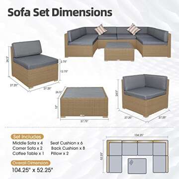 Stylish 7 Piece Outdoor Patio Furniture Set with Cushions