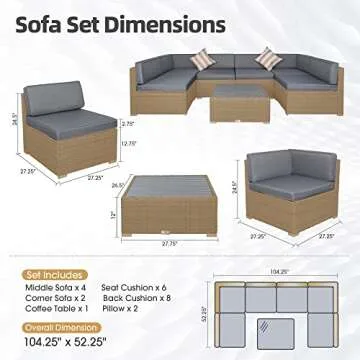 Stylish 7 Piece Outdoor Patio Furniture Set with Cushions