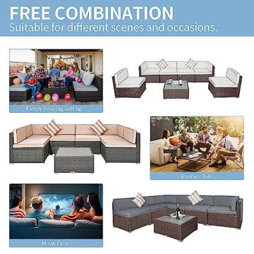 Stylish 7 Piece Outdoor Patio Furniture Set with Cushions